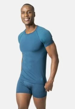 Odlo BL CREW NECK SS PERFORMANCE LIGHT ECO - T-Shirt Print - Blue Wing Teal Saxony Blue -Odlo 027a7acd0ed04b7ba61cc439c3a0bfa4 1