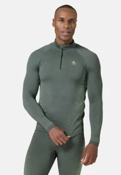 PERFORMANCE WARM ECO TURTLE NECK HALF ZIP - Unterhemd/-shirt - Odlo Graphite Grey Lounge Lizard