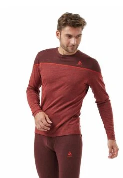 Odlo LANGÄRMELIGER REVELSTOKE PERFORMANCE WARM BASE LAYER - Langarmshirt - Ketchup Melange Red Maple