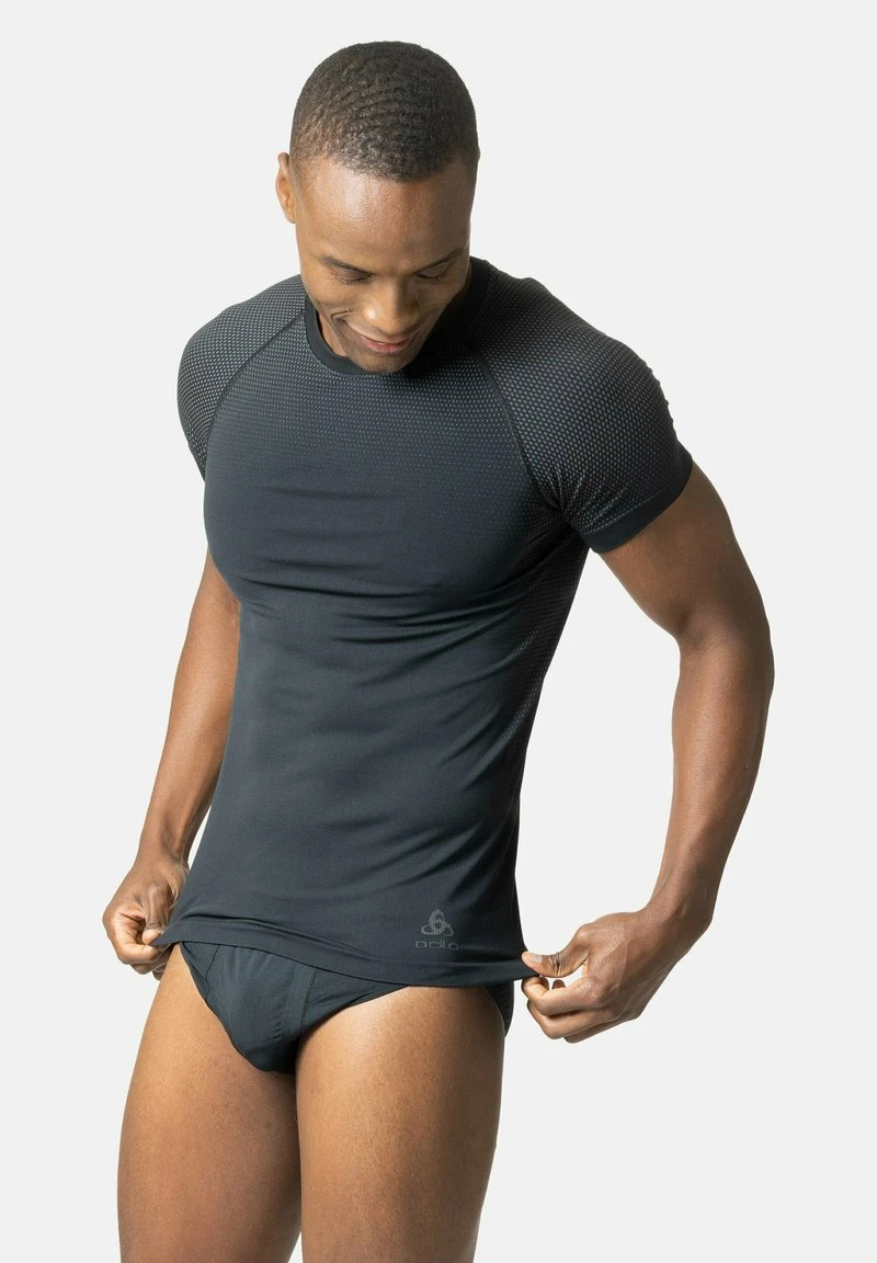 Odlo BL CREW NECK SS PERFORMANCE LIGHT ECO - T-Shirt Print - Black 1 Odlo BL CREW NECK SS PERFORMANCE LIGHT ECO - T-Shirt Print - Black