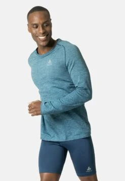 Odlo CREW NECK L/S ESSENTIAL SEAMLESS - Langarmshirt - Saxony Blue Melange -Odlo 3369a203b02f4fefb10963231fad71d4 1