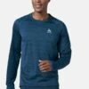 ODLO HERREN LAUFSHIRT RUN EASY WARM MID LAYER M - Langarmshirt - Blue Wing Teal Melange