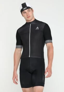 Odlo FULL ZIP CERAMICOOL X-LIGHT - T-Shirt Print - Black