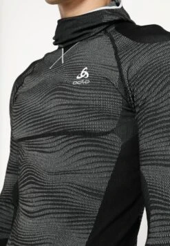 Odlo SUW TOP WITH FACEMASK - Unterhemd/-shirt - Black/concrete Grey/silver -Odlo 79fb9f80098d46fd90d74ff326f48628